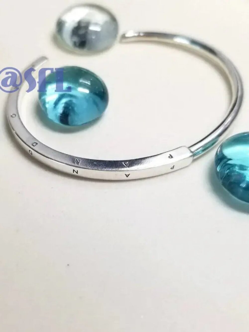 Authentic Pandora Signature ID Open Bangle Smooth Bracelet 925 Sterling Silver
